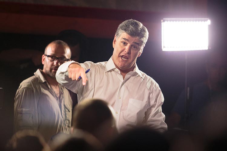 “I’m just going to ask you one favor,” Hannity told the crowd while waiting for the show to start. “Turn Wisconsin red!” The crowd cheered loudly. “It already is!” an audience member shouted back.