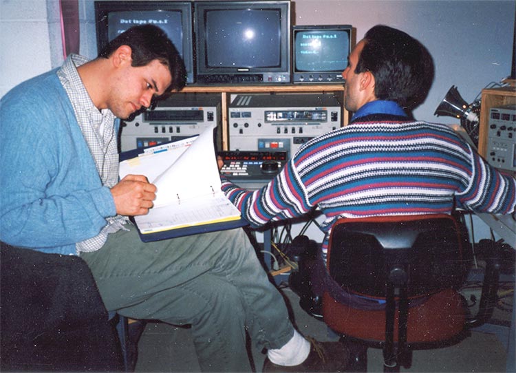 Brent Goodsell & Didier Leplae editing "The Foreigners," c. 1999. © Peter Barrickman