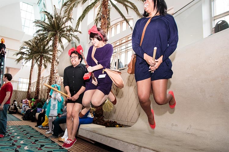 These people were all dressed as the titular character from the animated film Kiki’s Delivery Service, and were gathered as part of a photo op session for people dressed as characters from Studio Ghibli films.