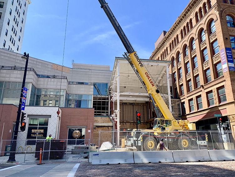 Look upon the destruction of the old Grand Avenue entrance and despair ...