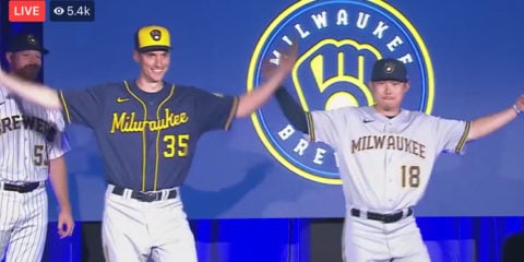 Here are the new Brewers logos and uniforms, plus some pictures of players  showing them off