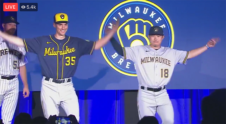 Here are the new Brewers logos and uniforms, plus some pictures of players  showing them off