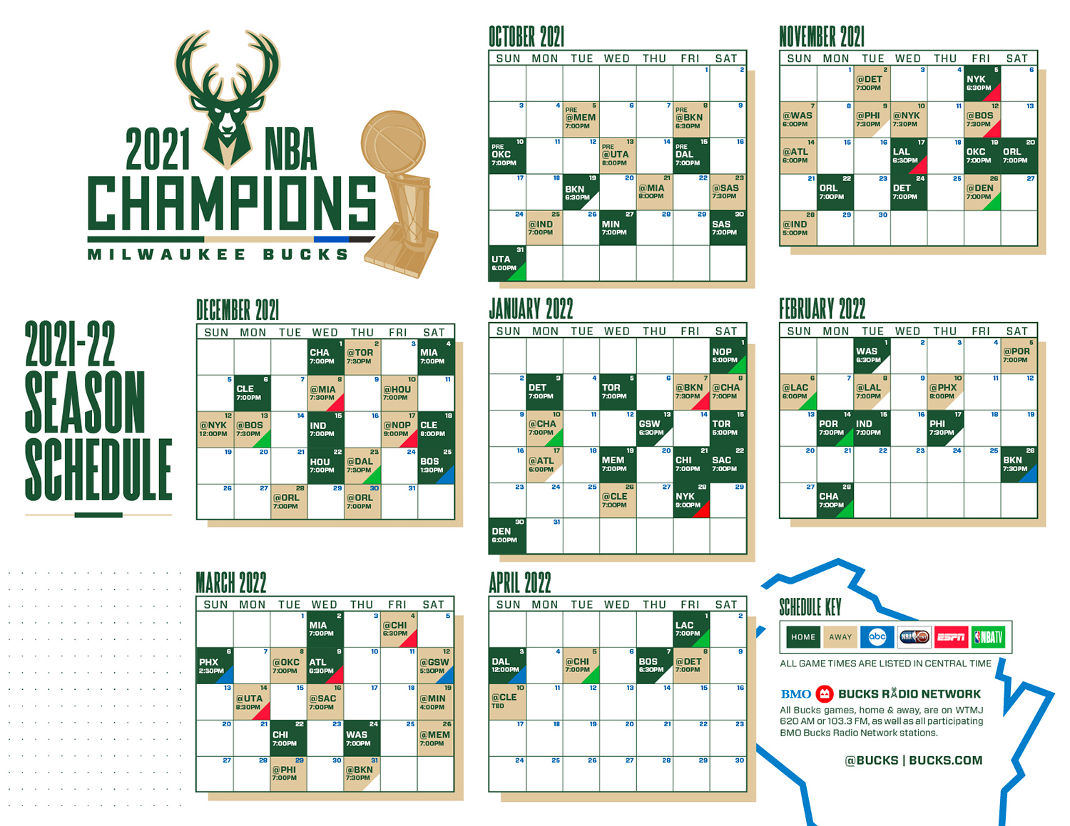 Milwaukee Bucks announce 2021-22 regular season schedule