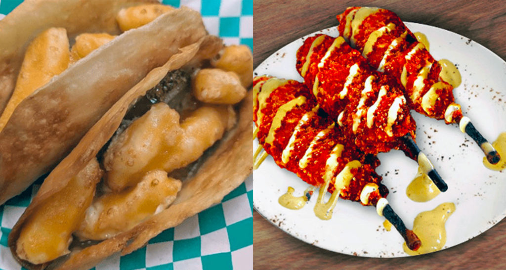 State Fair’s 2022 Sporkies Fried Pickle Cheese Curd Tacos, Flamin’ Hot