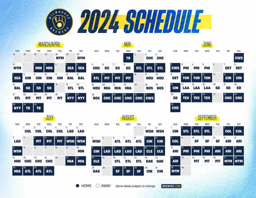 Brewers announce 2024 regular season schedule Milwaukee Record