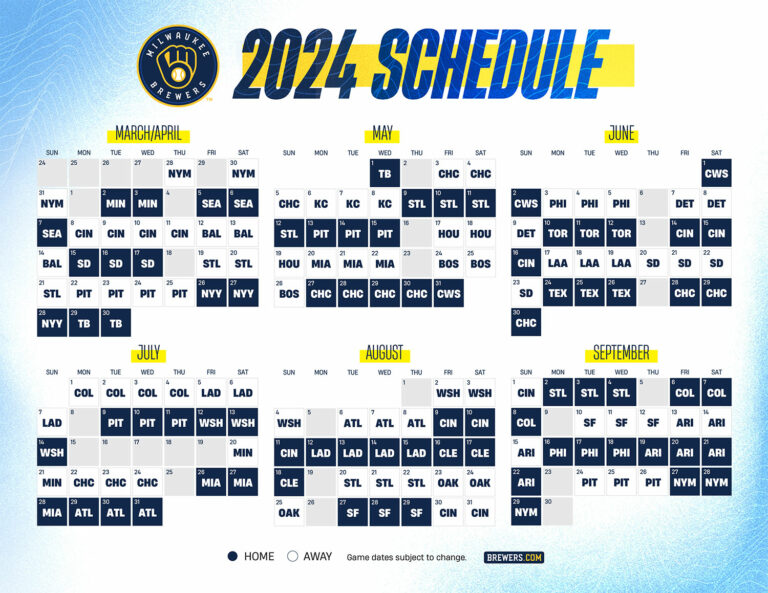 Brewers Announce 2024 Regular Season Schedule