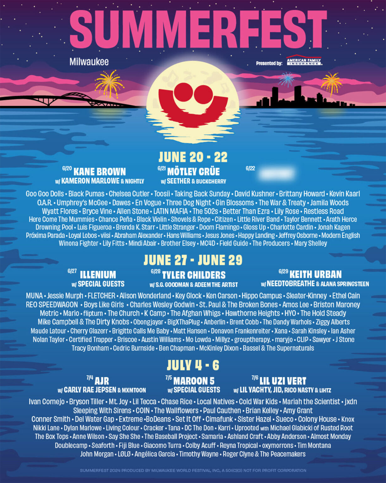 Hey! Here’s the 2024 Summerfest lineup!