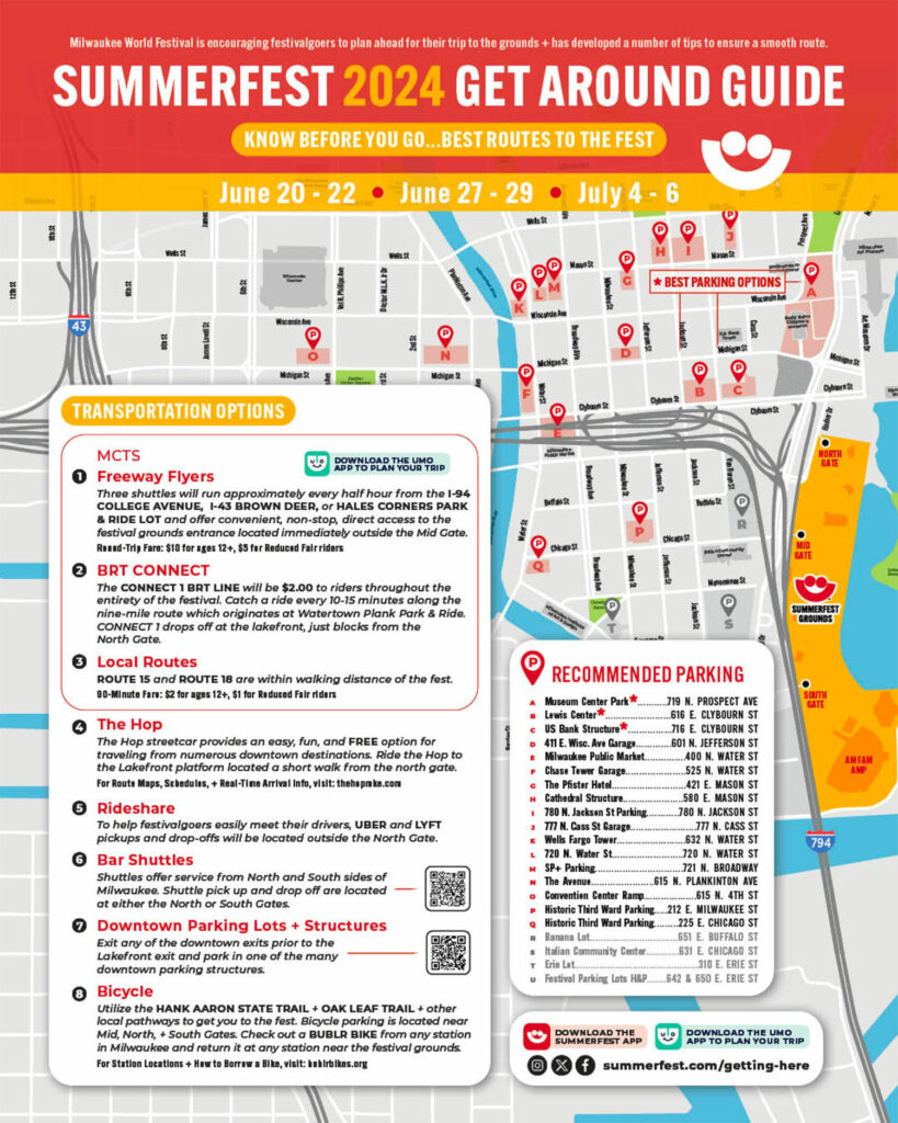 Summerfest 2024 transportation Get Around Guide