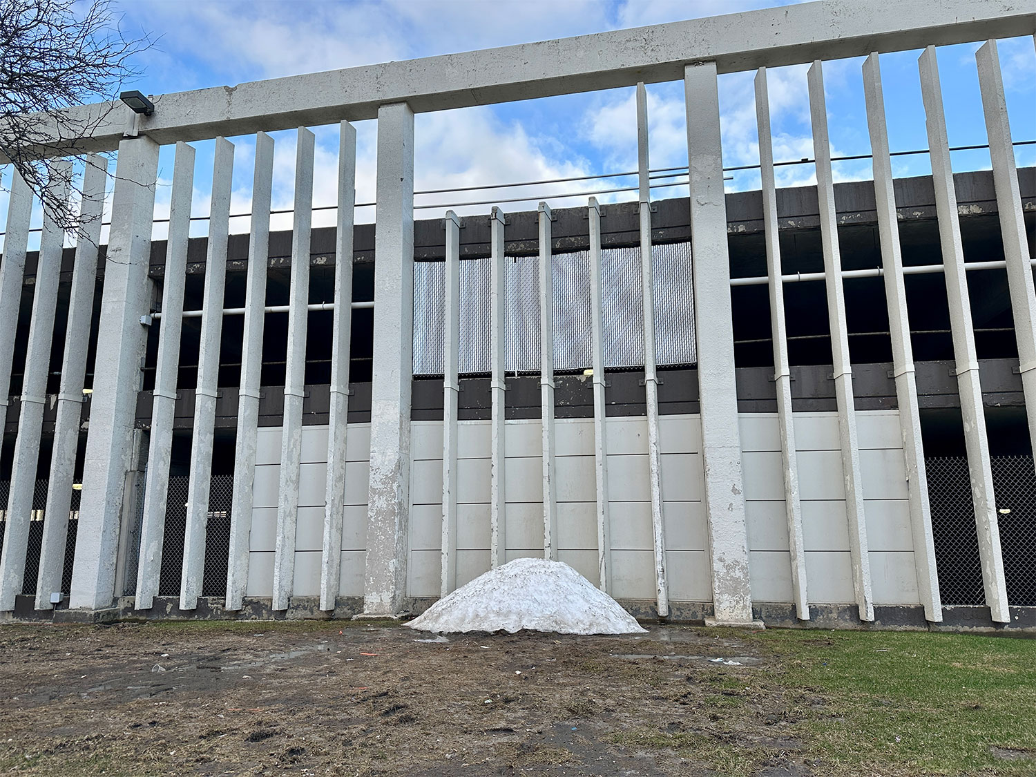 Marcus Center snow pile in Downtown Milwaukee