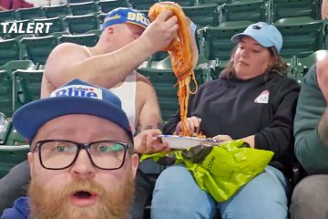 Milwaukee Brewers fans enjoying a full carry-in spaghetti dinner at American Family Field