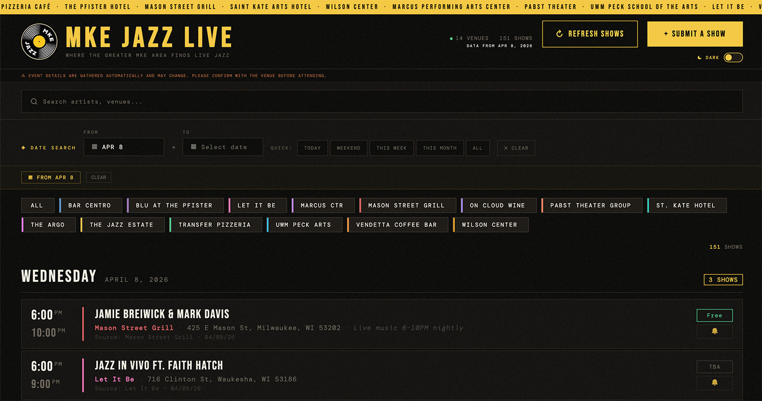 MKE Jazz Live screenshot