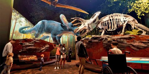 Rendering of the new Torosaurus Clash diorama at the Nature & Culture Museum of Wisconsin