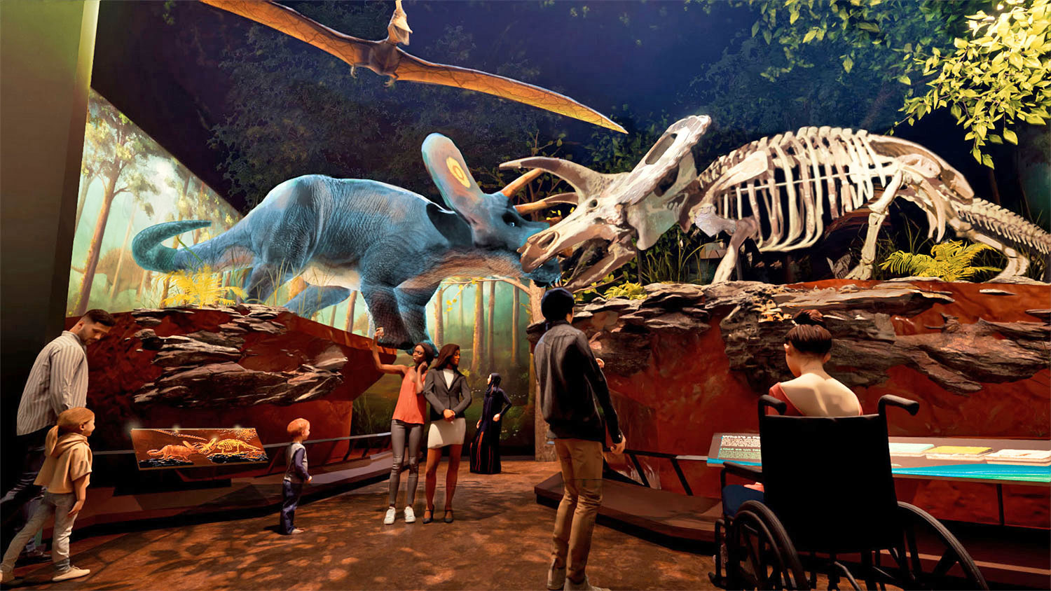 Rendering of the new Torosaurus Clash diorama at the Nature & Culture Museum of Wisconsin