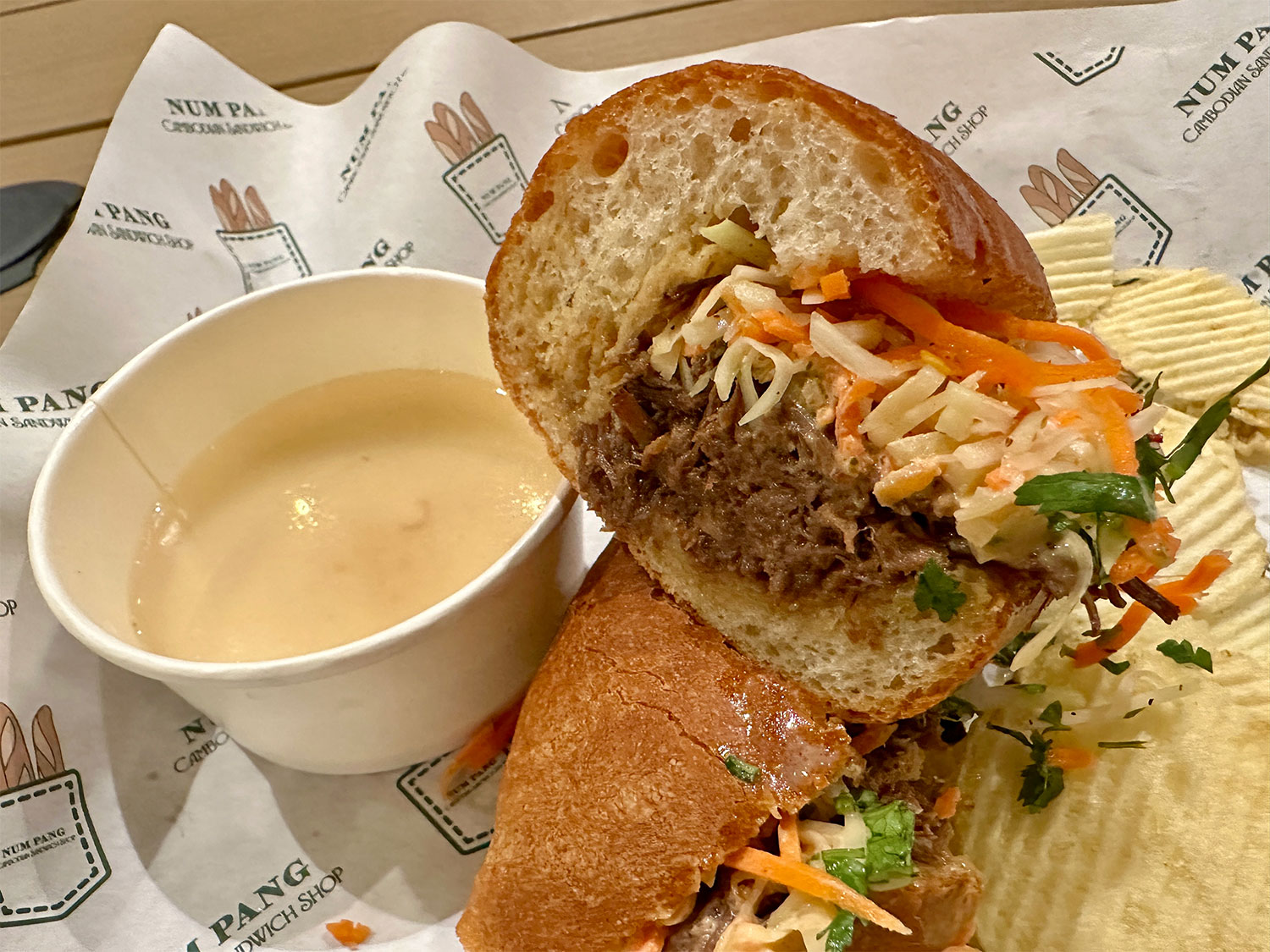 Cambodian Hot Beef sandwich at Num Pang in 3rd St. Market Hall