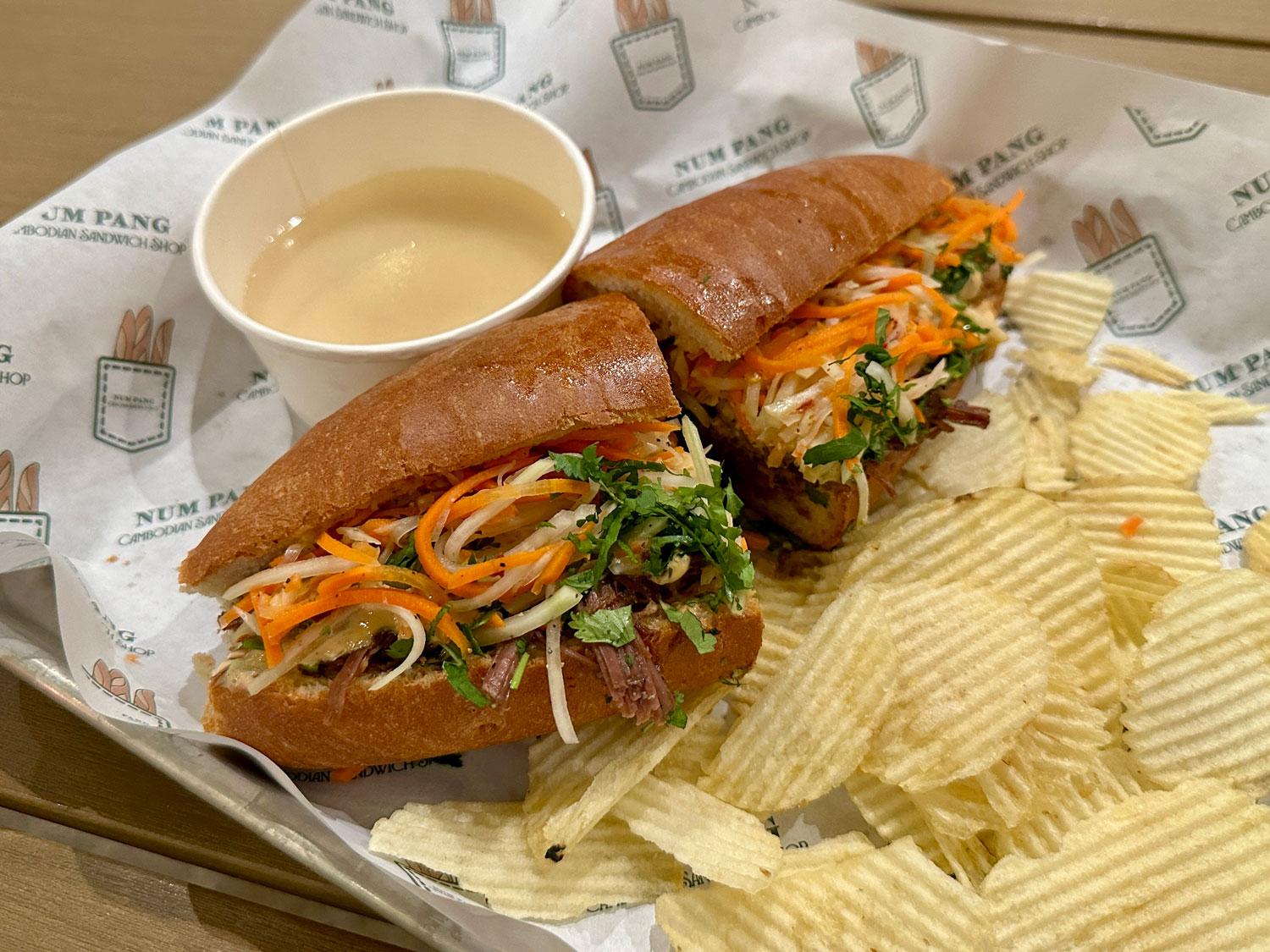 Cambodian Hot Beef sandwich at Num Pang in 3rd St. Market Hall