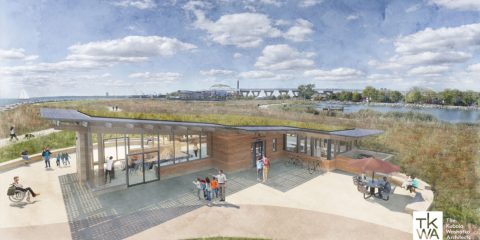 Rendering of the Lakeshore State Park visitor and education center