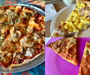 Pizza from Vinchi's Pizza, Lisa's Pizza, and Palermo's