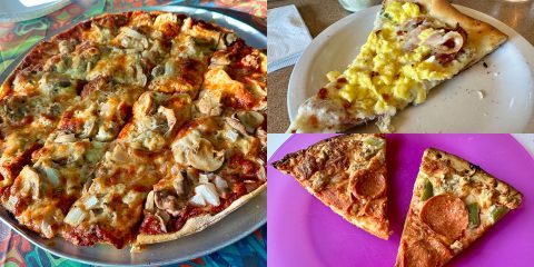 Pizza from Vinchi's Pizza, Lisa's Pizza, and Palermo's