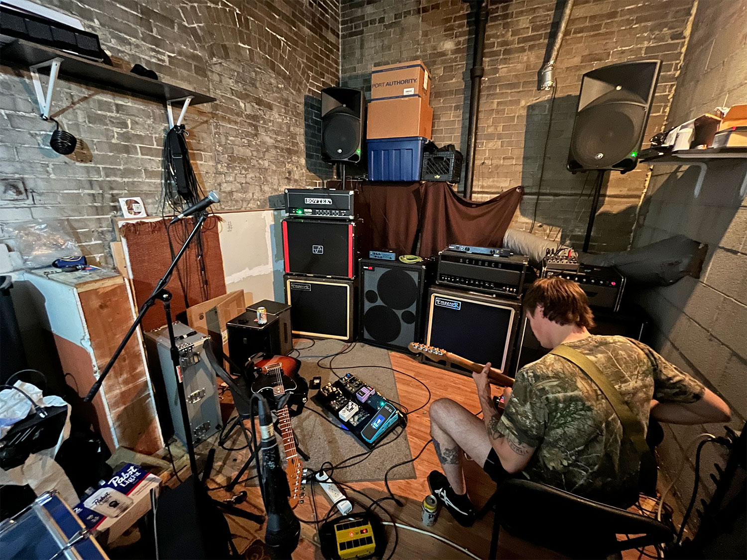 A band practice space at The Ring in Milwaukee, Wisconsin