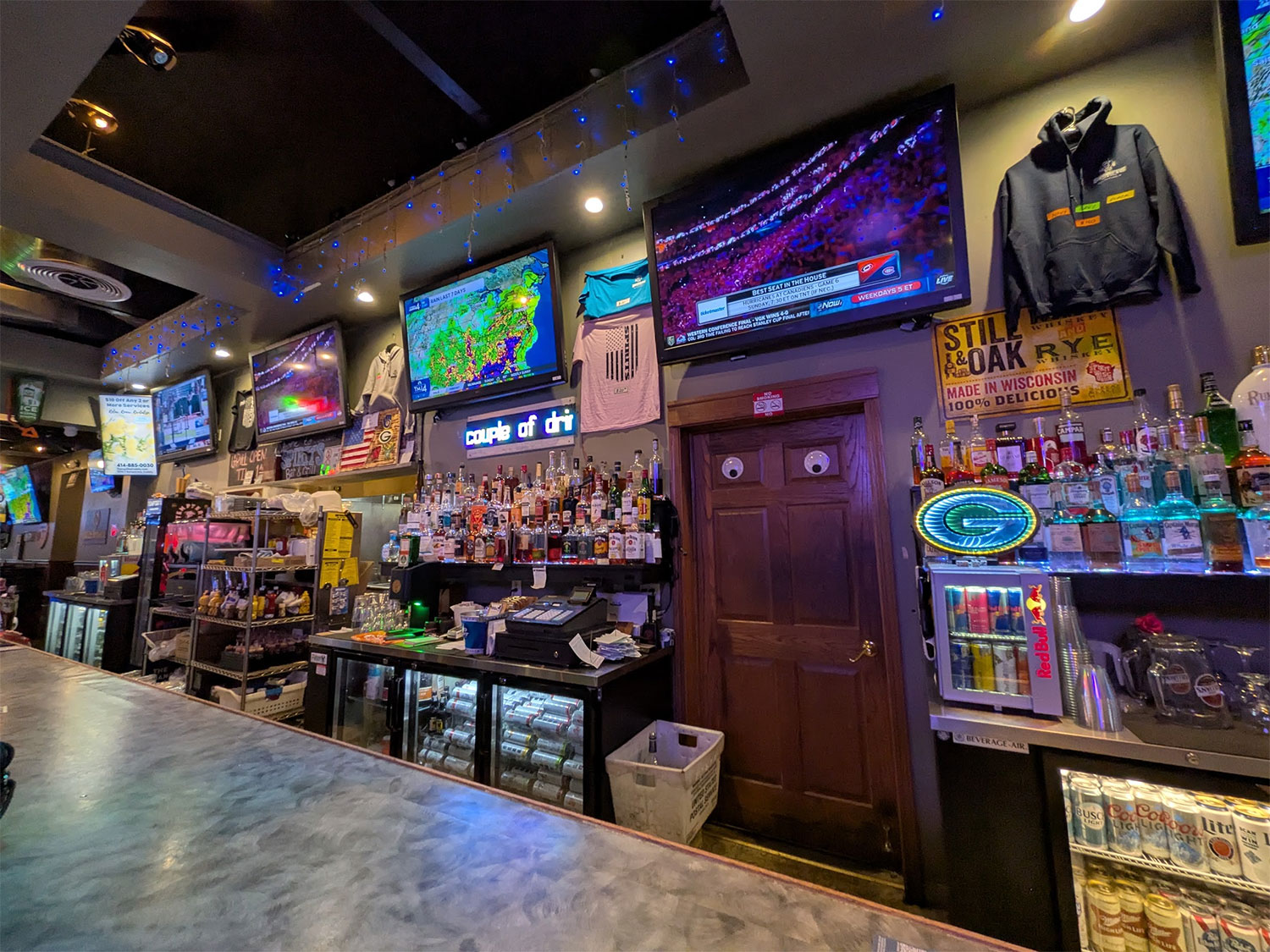 Behind the bar at Spirits Bar & Grill in South Milwaukee