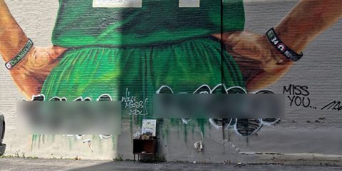 Tagged Giannis mural in downtown Milwaukee