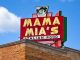 Neon sign outside Mama Mia's in West Allis, Wisconsin