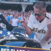 Social media reacts to Violent Femmes drummer John Sparrow playing the national anthem on a Weber grill at Saturday’s Brewers game